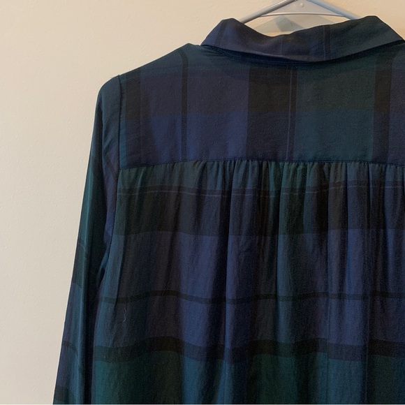 Loft // green black watch plaid long sleeves dress size small - Picture 5 of 8